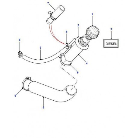 Durite - tube de remplissage de carburant pour Defender 90 à partir de 2008 - GENUINE Land Rover Genuine - 1