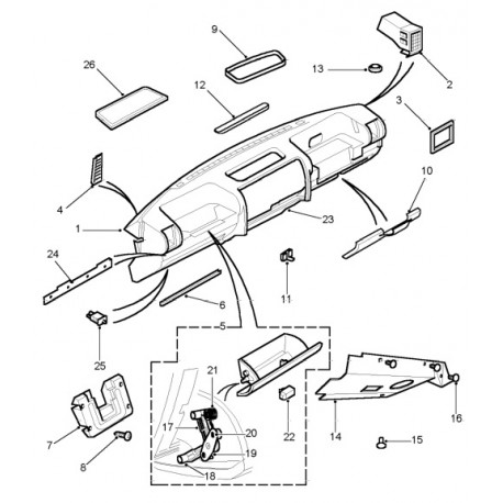 DISCOVERY 2 glover box assy - Smokestone Land Rover Genuine - 1