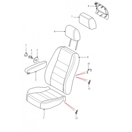 Housse en tissu d'assise de siège avant de DISCOVERY 3 - Ebony black Land Rover Genuine - 1