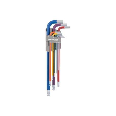 KING TONY-20109MW 9 PC. Color Coded Extra Long Arm Ball Hex Key Set