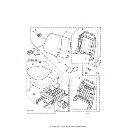 Cap-front seat squab manual recline mechanism hand wheel